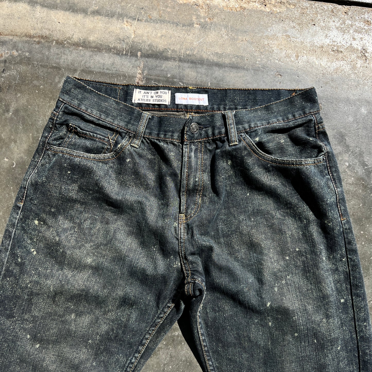 Stenciled Bulldog Bootcut Denim